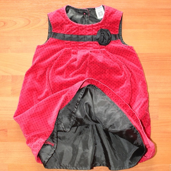 Carter's Girls Sz 2T Polka Dot Velvet Jumper Dress - Picture 2 of 8
